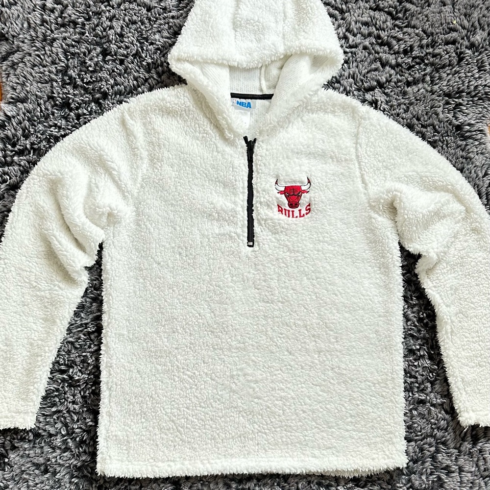 White NBA Bulls Fleece Hoodie